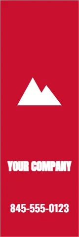 Table cover template, front and top, reading "YOUR COMPANY" and "845-555-0123", in red