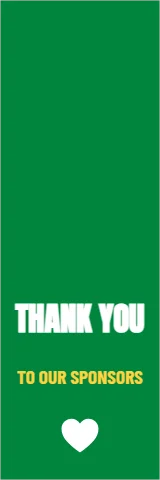 Table cover template, thank you, reading "THANK YOU" and "TO OUR SPONSORS", in green