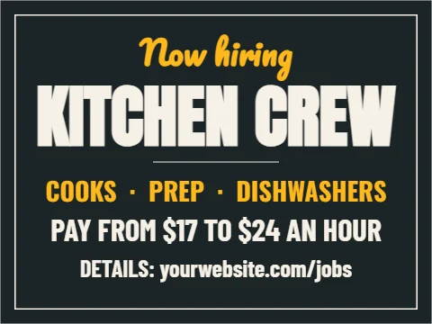 now hiring signs & banners design 2