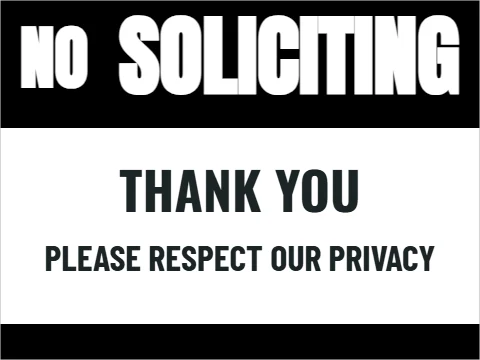 Yard sign template, no soliciting, reading "NO", "SOLICITING" and "THANK YOU", in black and white