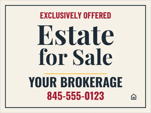 Yard sign template, luxury, cream and gold, reading "Estate", "for Sale" and "YOUR BROKERAGE", in cream