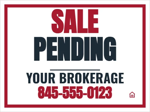 Yard sign template, sale pending, reading "SALE", "PENDING" and "845-555-0123", in white