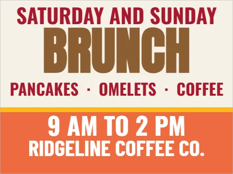 Yard sign template, weekend brunch, reading "SATURDAY AND SUNDAY", "BRUNCH" and "9 AM TO 2 PM", in coral and cream