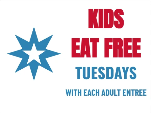 Yard sign template, kids eat free, reading "KIDS", "EAT FREE" and "TUESDAYS", in white