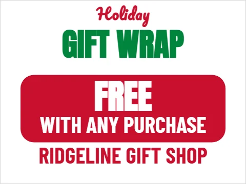 Yard sign template, free gift wrapping, reading "GIFT WRAP", "FREE" and "RIDGELINE GIFT SHOP", in red and white