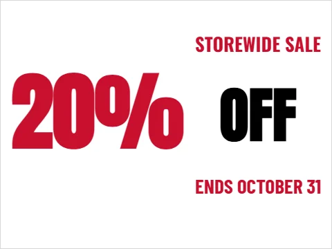 Yard sign template, storewide sale, percent huge, reading "STOREWIDE SALE", "20%" and "OFF", in white
