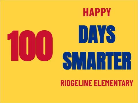 Yard sign template, 100 days smarter, reading "DAYS", "100" and "SMARTER", in yellow