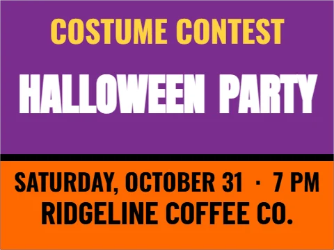 Yard sign template, halloween party, reading "COSTUME CONTEST", "HALLOWEEN" and "PARTY", in orange and purple
